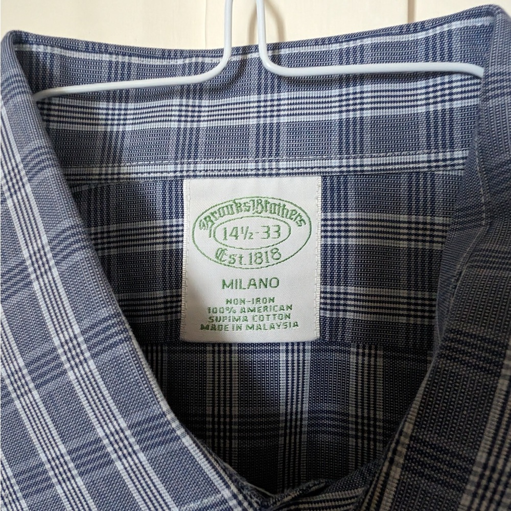 Brooks Brothers Milano (Slim) Fit 14.5” 33” - blue check